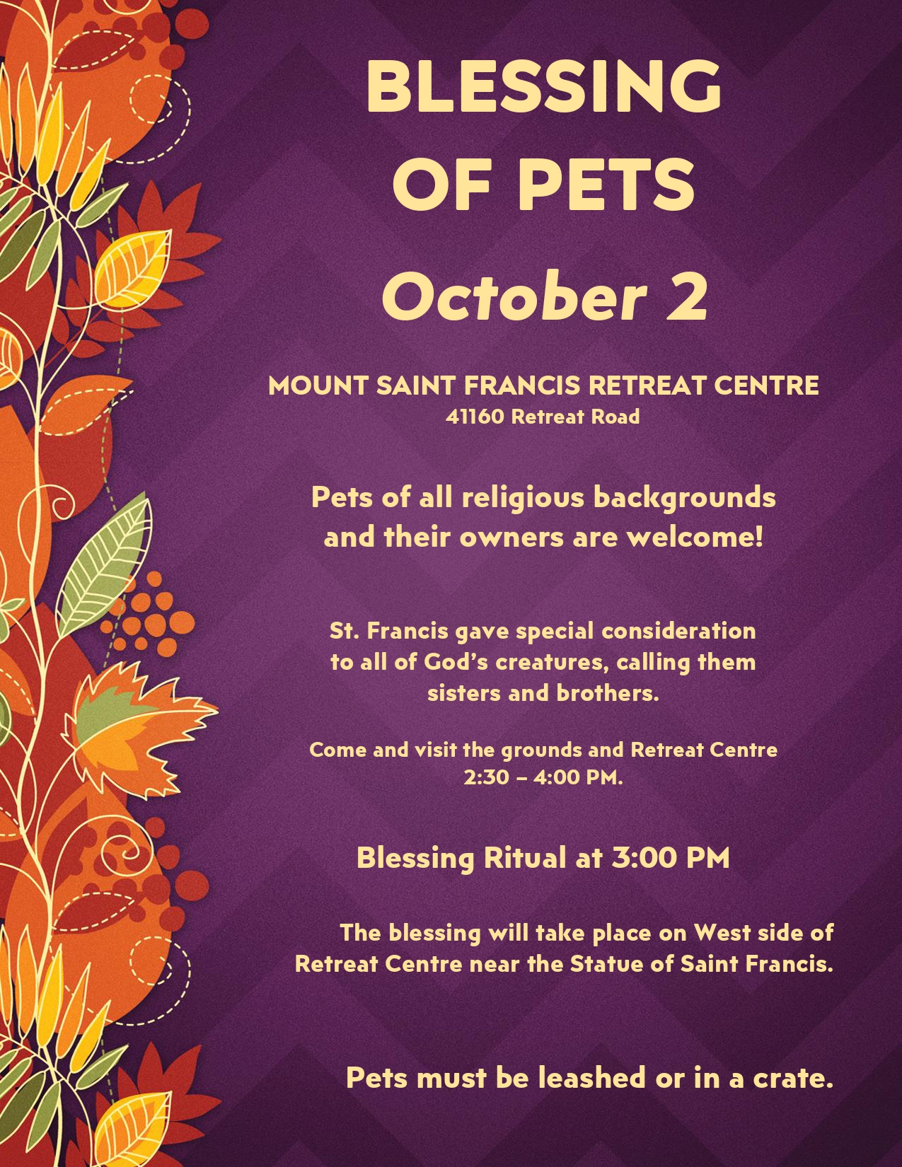 Blessing of Pets Mount St. Francis Retreat